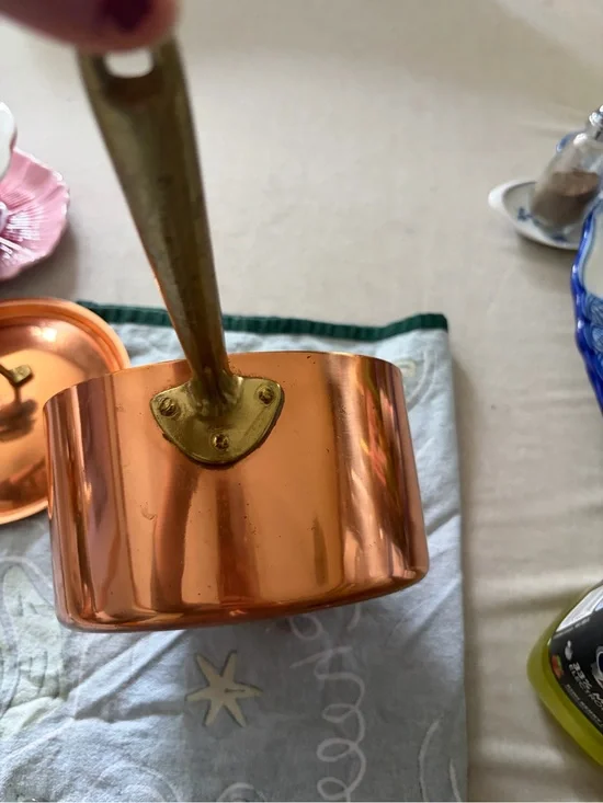 Vintage Paul Revered Copper-Finish Saucepan with Lid and Long Handle